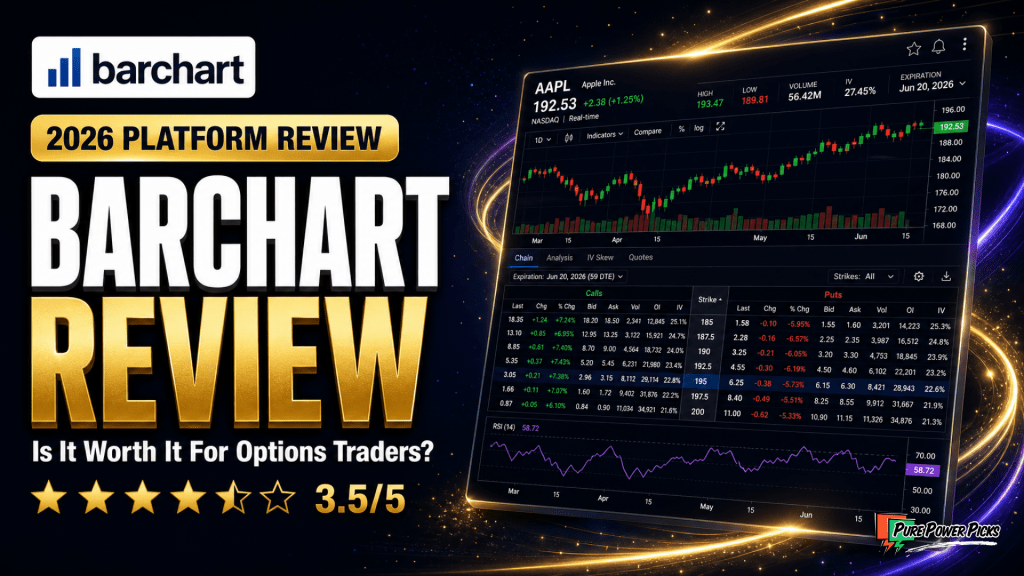 Barchart Review 2026 — is Barchart worth it for options traders, rated 3.5 out of 5